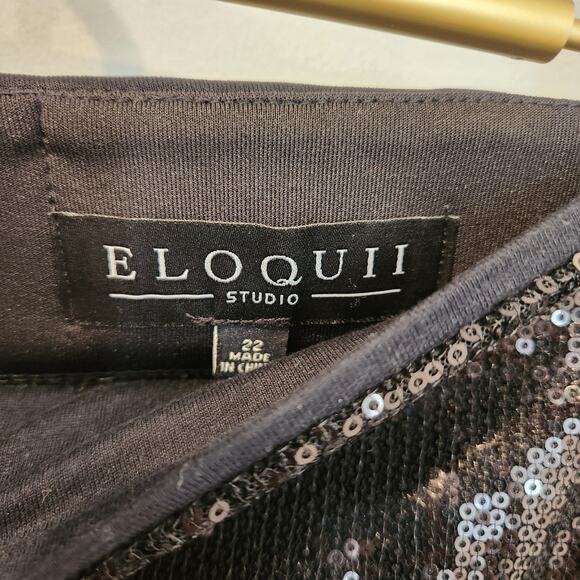Eloquii embroidered fringe black sequin skirt size 22 - Picture 6 of 6